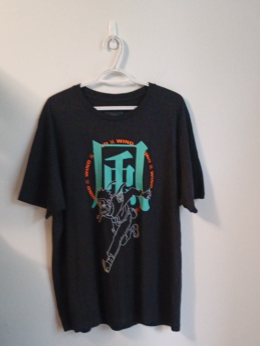 Naruto Black Short-Sleeve Graphic Tee with Teal & Orange Design Deadstock XXL